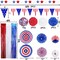 4th of July Patriotic Party Decoration Set – American Flag Paper Fans, Pom-Poms, Foil Fringe Curtain, Star Streamers & USA Pennant Bunting for Independence Day